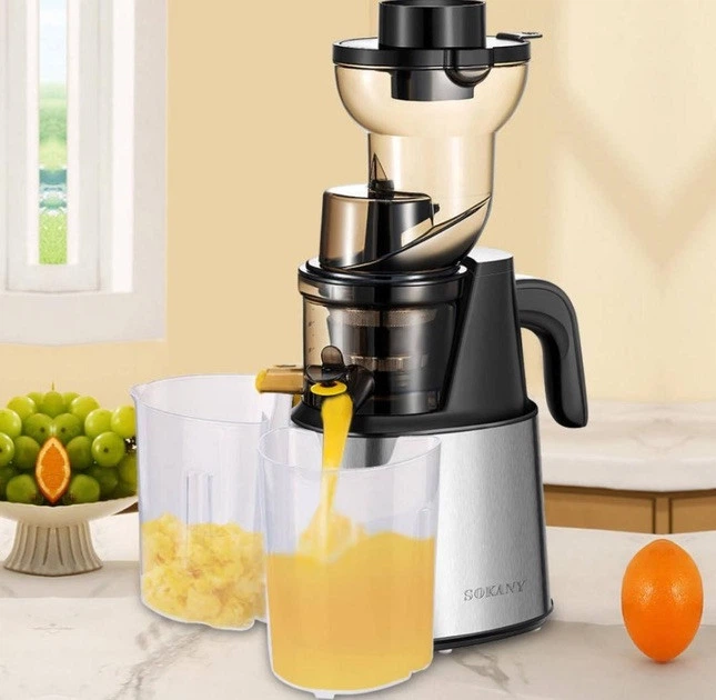 Sokany SK-01010 ხრახნიანი წვენსაწური და ნაყინის აპარატი (2 1-ში), 800ვტ, Ø80მმ, შავი/ნაცრისფერი