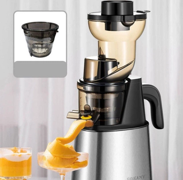 Sokany SK-01010 ხრახნიანი წვენსაწური და ნაყინის აპარატი (2 1-ში), 800ვტ, Ø80მმ, შავი/ნაცრისფერი