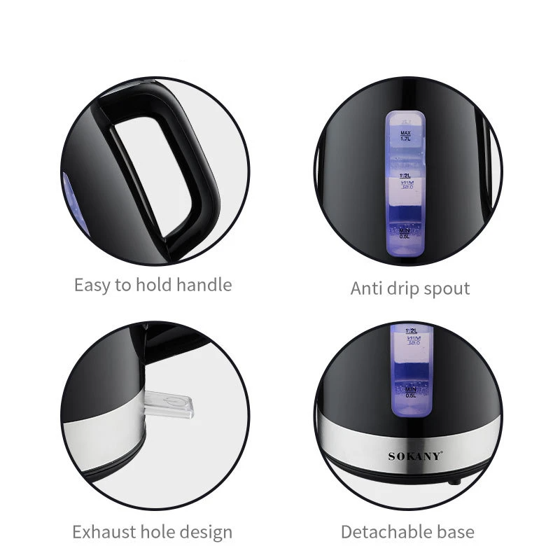 ელექტრო ჩაიდანი SOKANY SK-09006 (2200 W, 1.7 L)